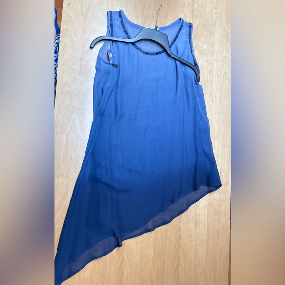 new ALBERTO MAKALI asymmetrical embroidery blue ombré top tunic sz XL - Picture 1 of 5